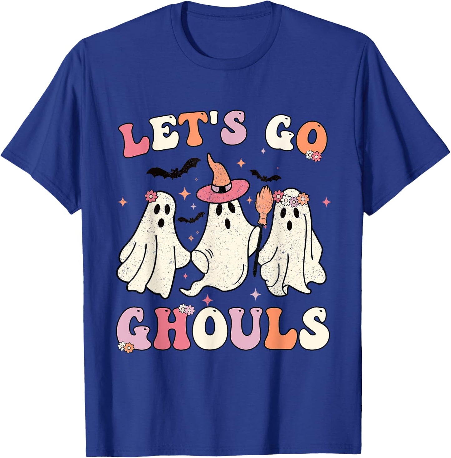 Retro Groovy Let's Go Ghouls Halloween Ghost Outfit Costumes T-Shirt - T-Shirt | Royal