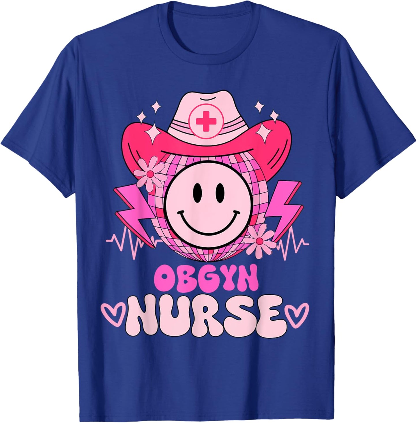 Cute medical retro stethoscope RN country OBGYN nurse T-Shirt - T-Shirt | Royal
