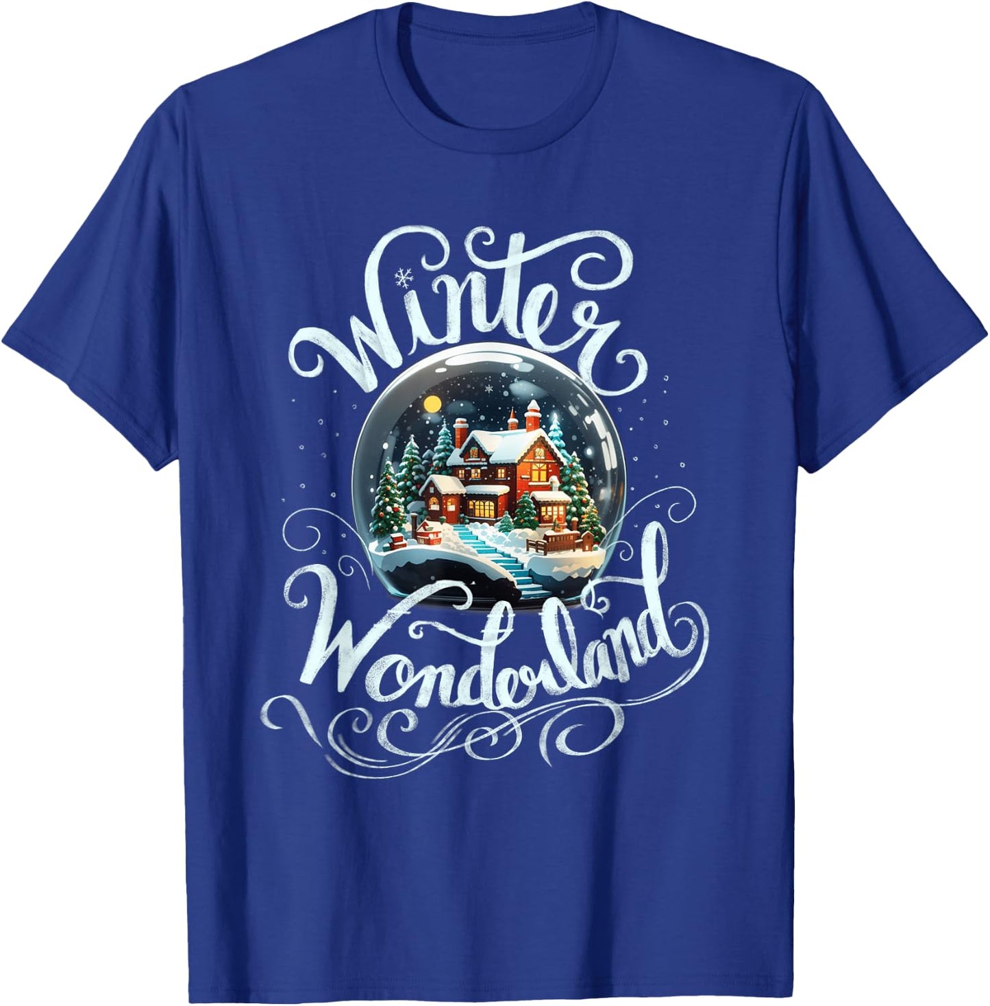 Winter Wonderland Snow Glob Night House Merry Xmas Costume T-Shirt - T-Shirt | Royal