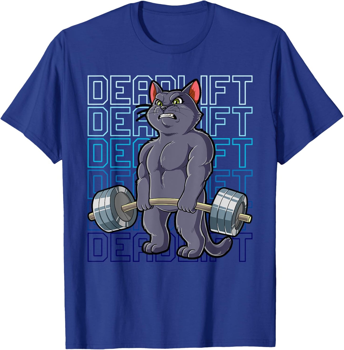 Cat Gym Weight Training Deadlift Men Women T-Shirt - T-Shirt | Royal