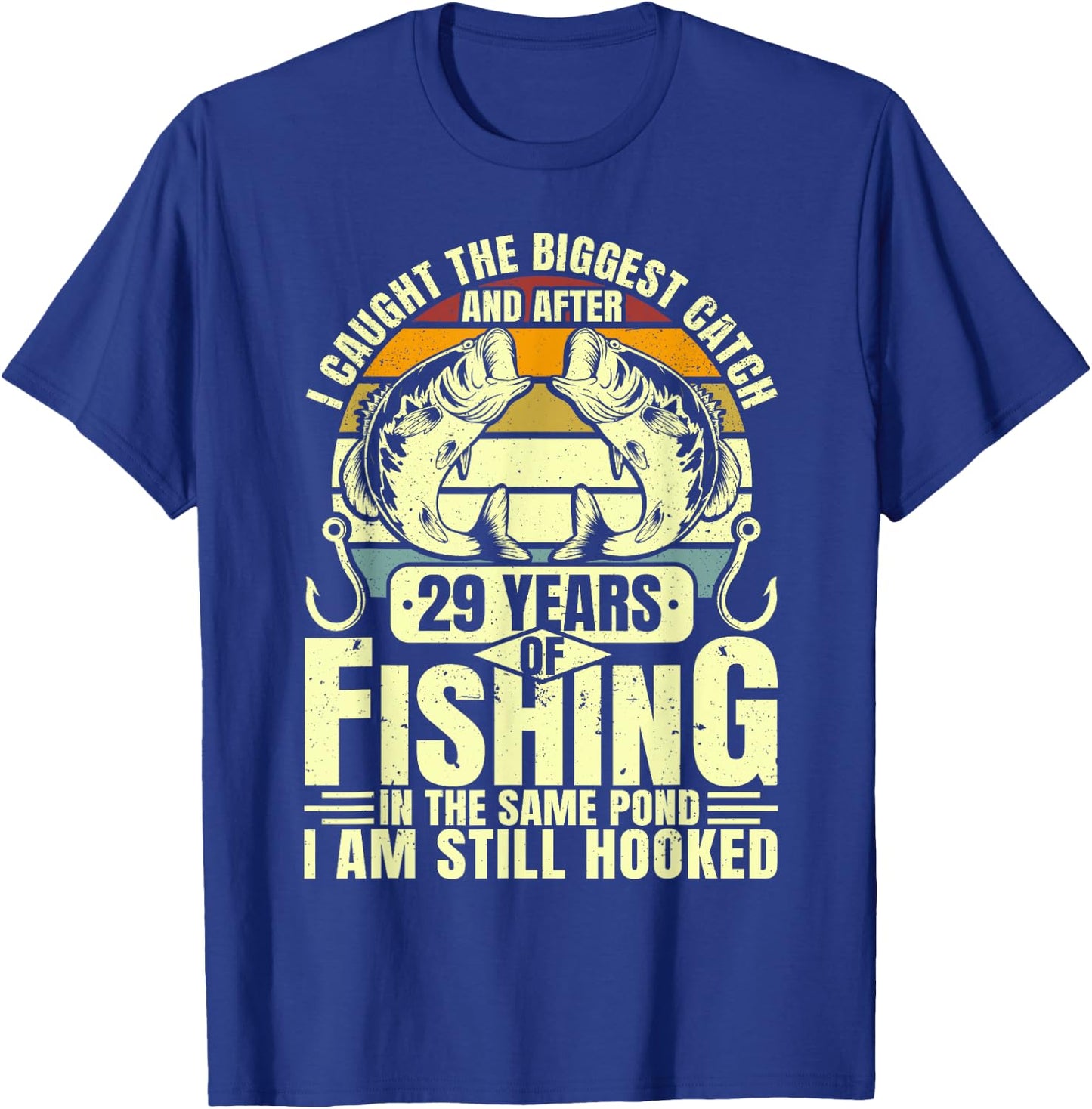 29th Wedding Anniversary Fishing Biggest Catch Fish 29 Years T-Shirt - T-Shirt | Royal