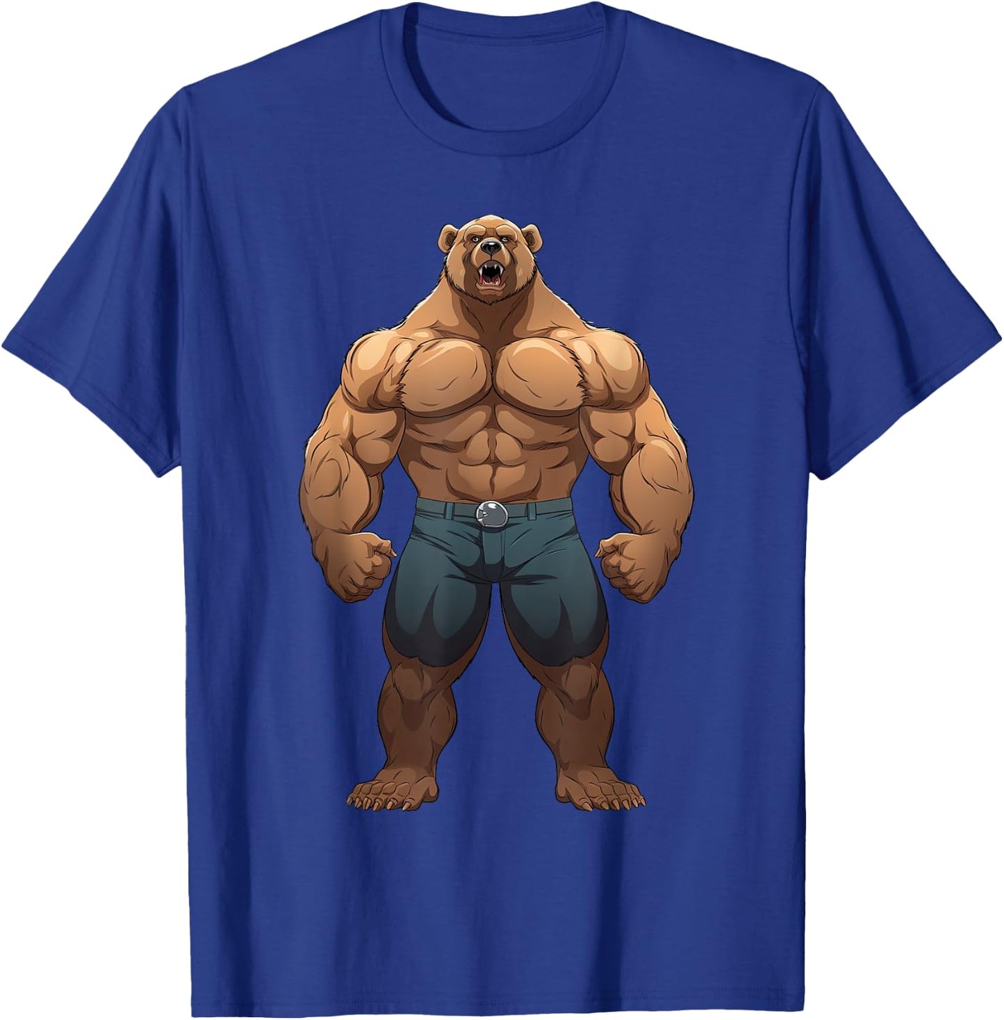 Bear Bodybuilder Muscular Body Gym Fitness Weightlifting T-Shirt - T-Shirt | Royal