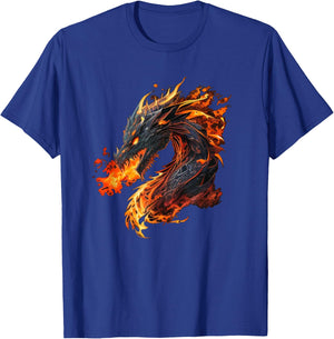 Cool Fire and Flames breathing Dragons Lovers T-Shirt - T-Shirt | Royal