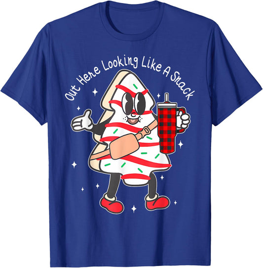 Out Here Looking Like A Snack Cute Xmas Tree Cake Christmas T-Shirt - T-Shirt | Royal