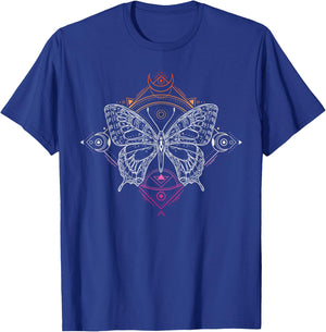 Lesbian Pride Flag Colours Occult Butterfly T-Shirt - T-Shirt | Royal
