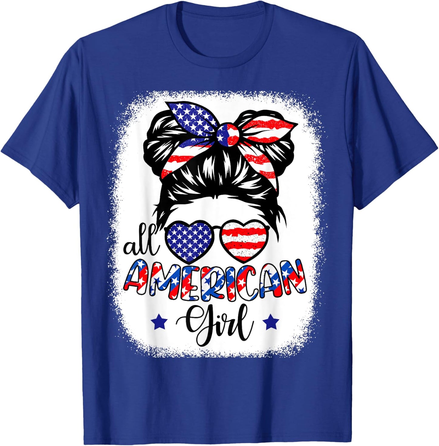 All American Girl Shirt USA Flag 4th July Women Kids Patriot T-Shirt - T-Shirt | Royal