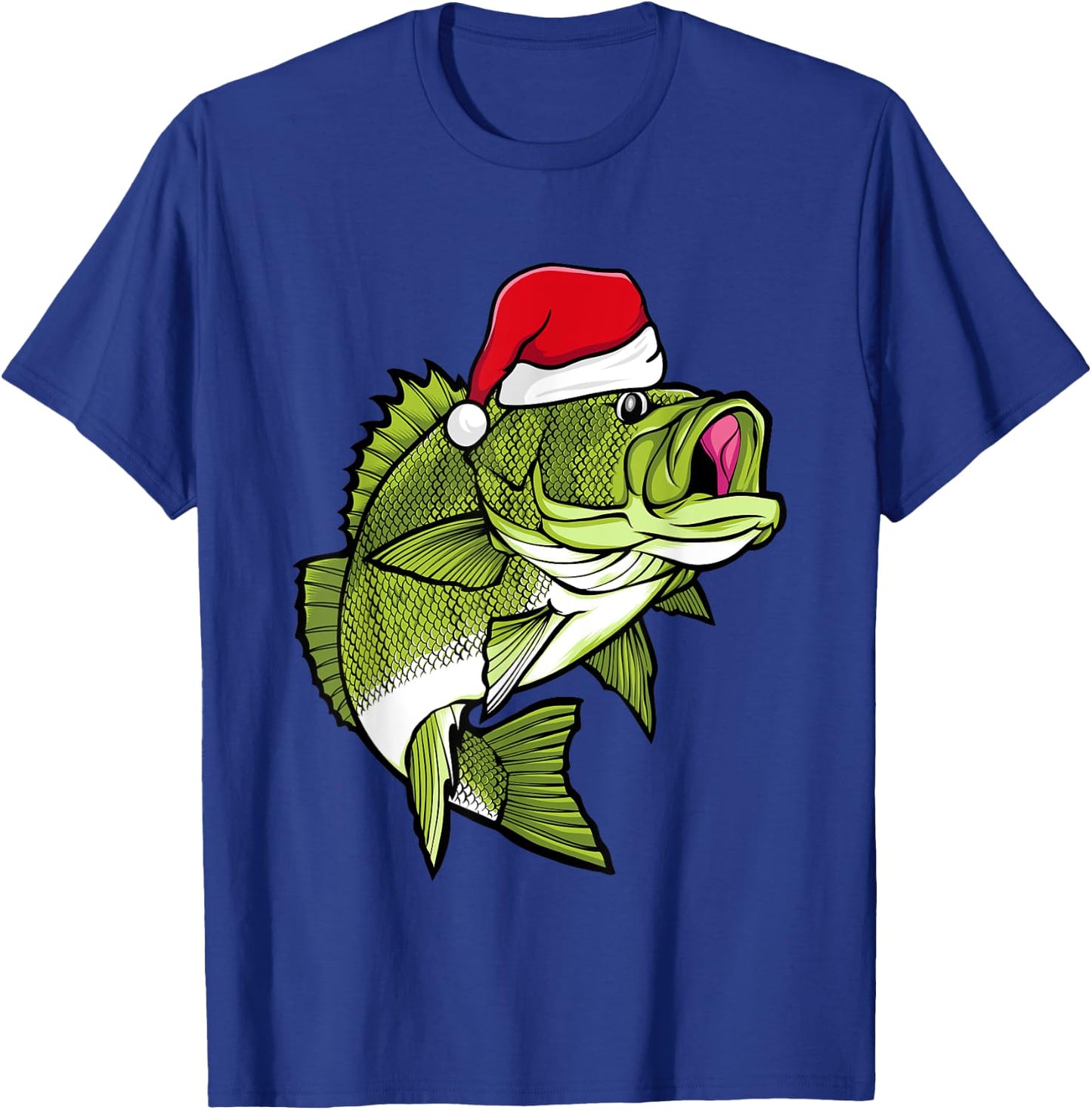 Bass Fishing Christmas Pajama Fish Santa Fisherman Angler T-Shirt - T-Shirt | Royal