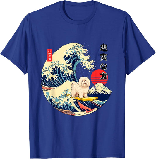 Coton de Tulear Japanese Kanagawa Wave Surf Loyal Dog T-Shirt - T-Shirt | Royal