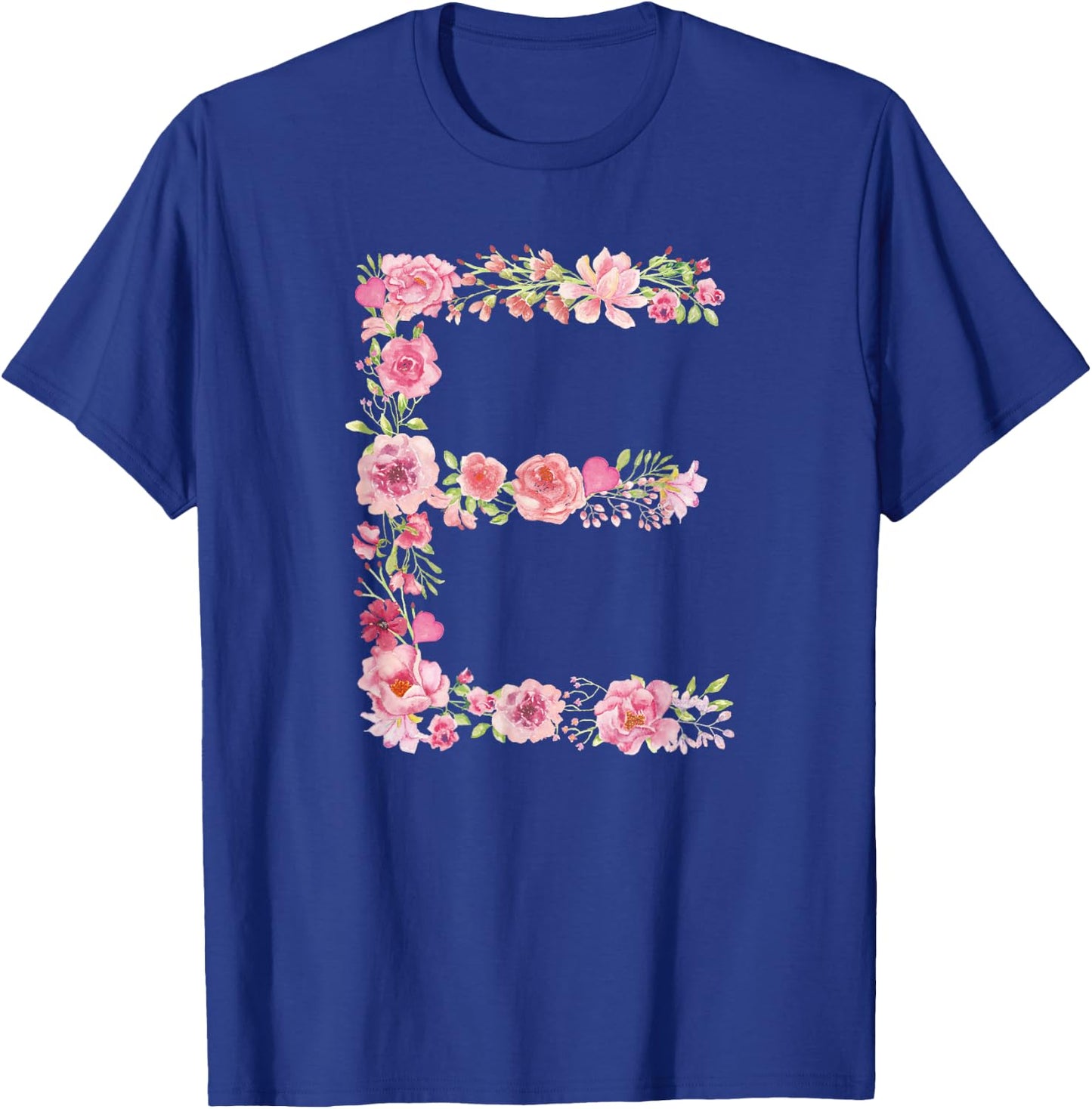 Cool Initial Alphabet Monogram Flowers Gifts Floral Letter E T-Shirt - T-Shirt | Royal