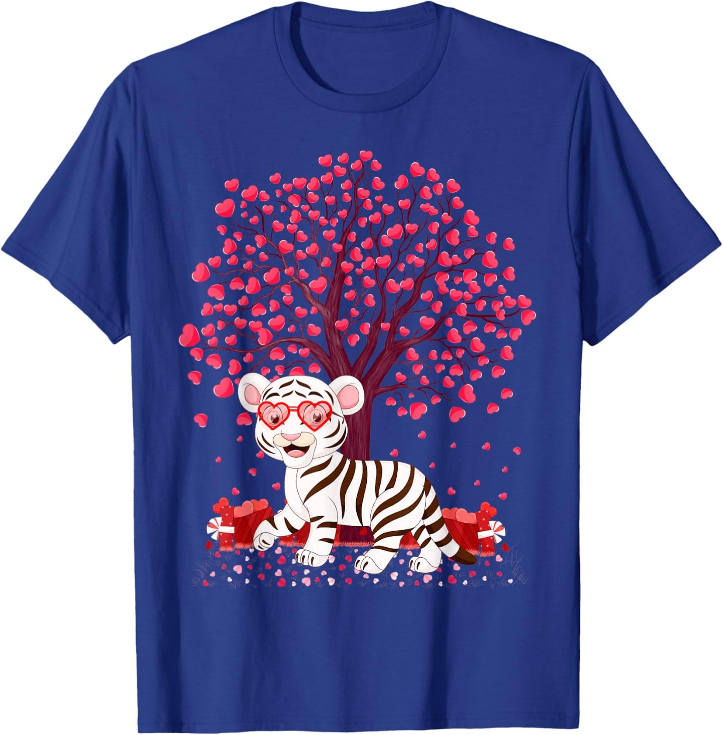 White Tiger Lover Heart Tree White Tiger Valentine's Day T-Shirt - T-Shirt | Royal