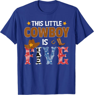 Five Year Old Cowboy 5th Birthday Party Western Rodeo Theme T-Shirt - T-Shirt | Royal