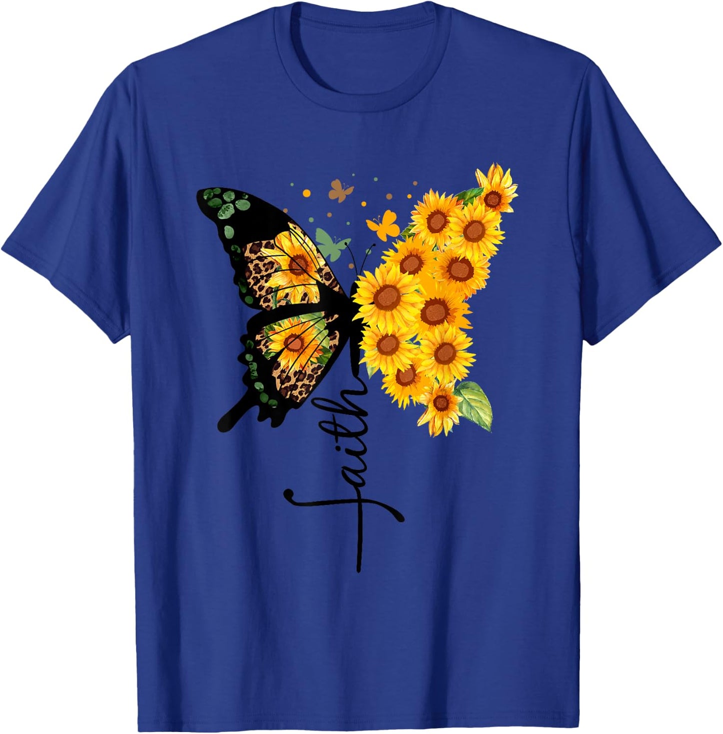 Butterfly Sunflower faith Nature Women T-Shirt - T-Shirt | Royal