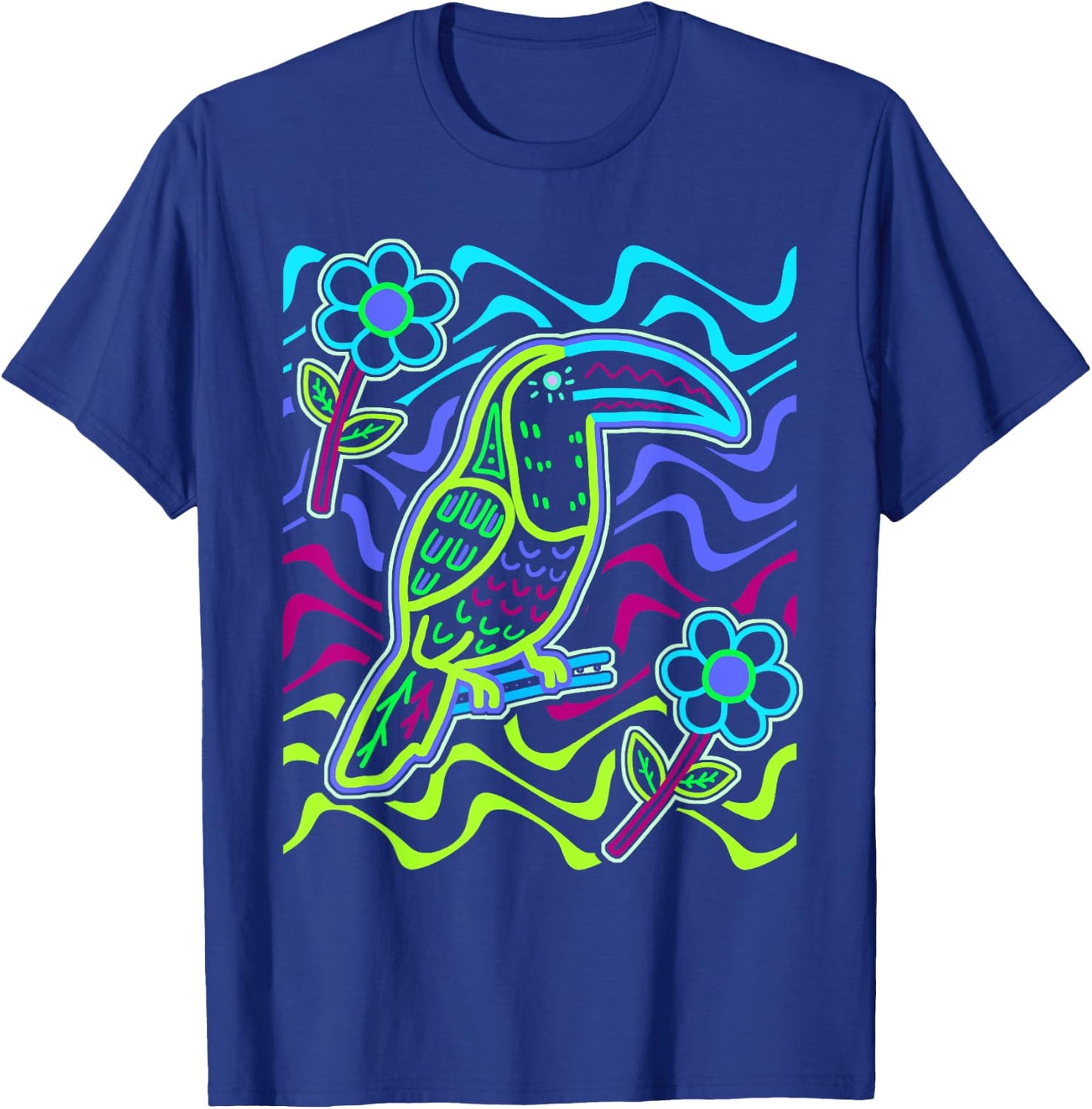 Toucan Bird Aracari Toucanet Mola Art by Panama Kuna Tribe T-Shirt - T-Shirt | Royal