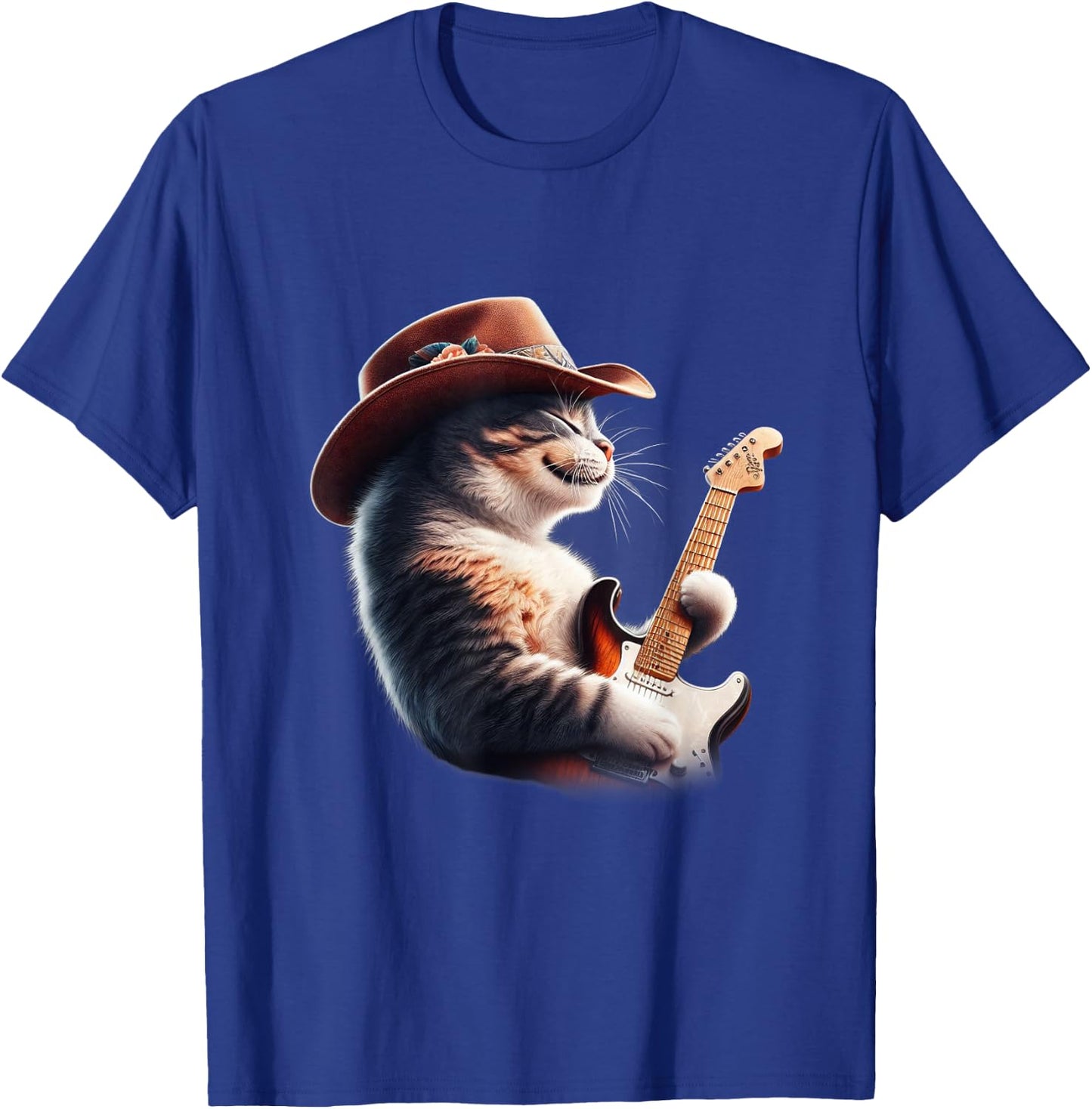 Cat Playing Guitar - Funny Rock Music Guitar Cat Men Women Kids T-Shirt - T-Shirt | Royal
