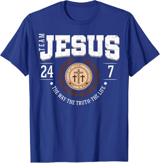 Team Jesus 24 7 The Way The Truth The Life T-Shirt - T-Shirt | Royal