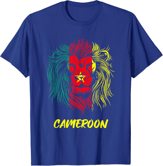Cameroon Lovers Home Lion Flag Cameroon T-Shirt - T-Shirt | Royal