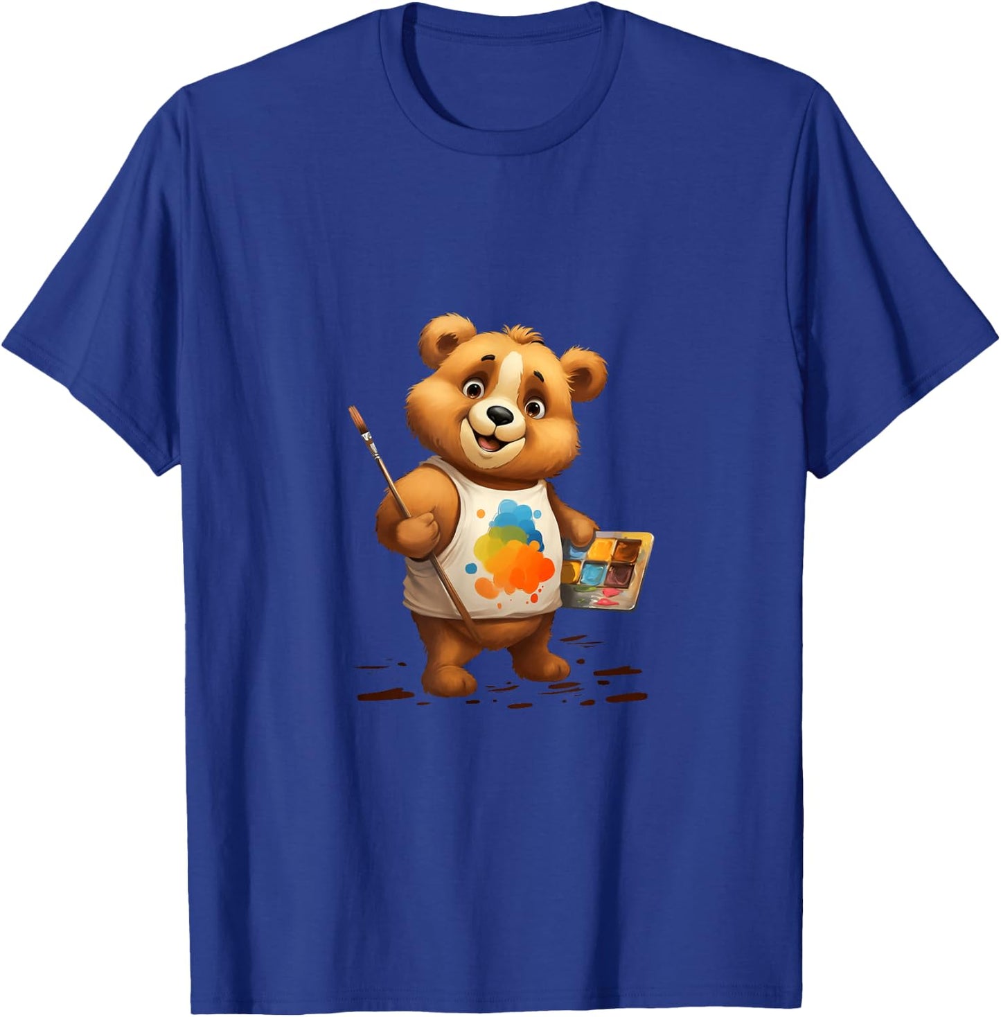 Bear Artist Painter Brush Palette Painting T-Shirt - T-Shirt | Royal