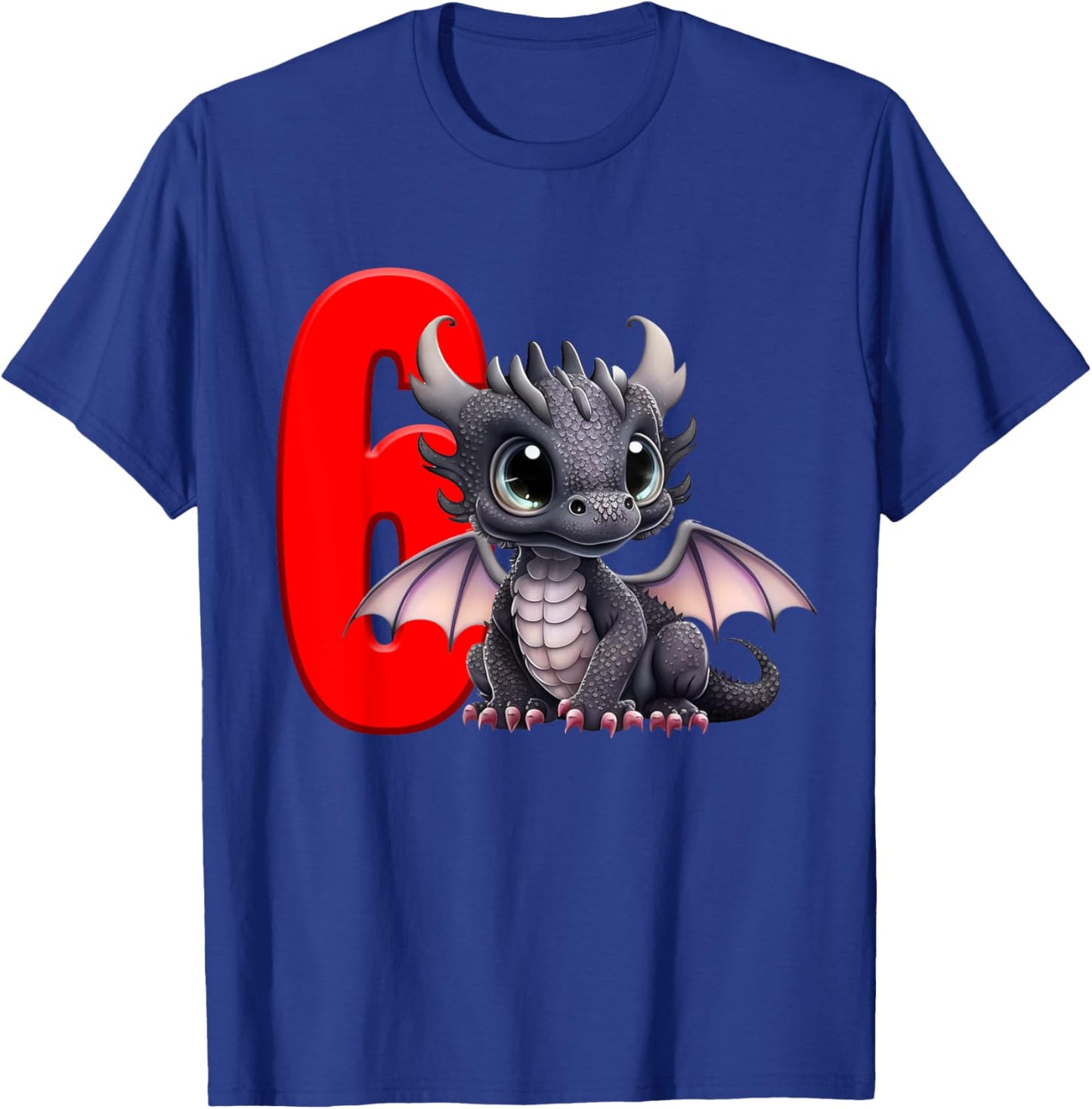 6th Birthday Shirt Dragon Party Birthday Boy Red Kids Six 6 T-Shirt - T-Shirt | Royal