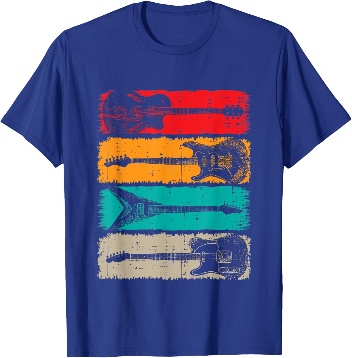 Retro Guitar Men Women Kids Music Band Vintage Guitarist T-Shirt - T-Shirt | Royal