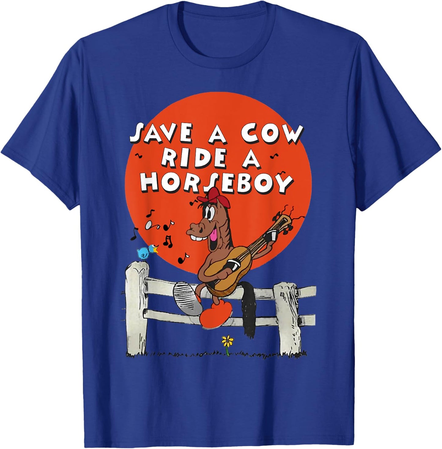 Save A Cow Ride A Horseboy T-Shirt - T-Shirt | Royal