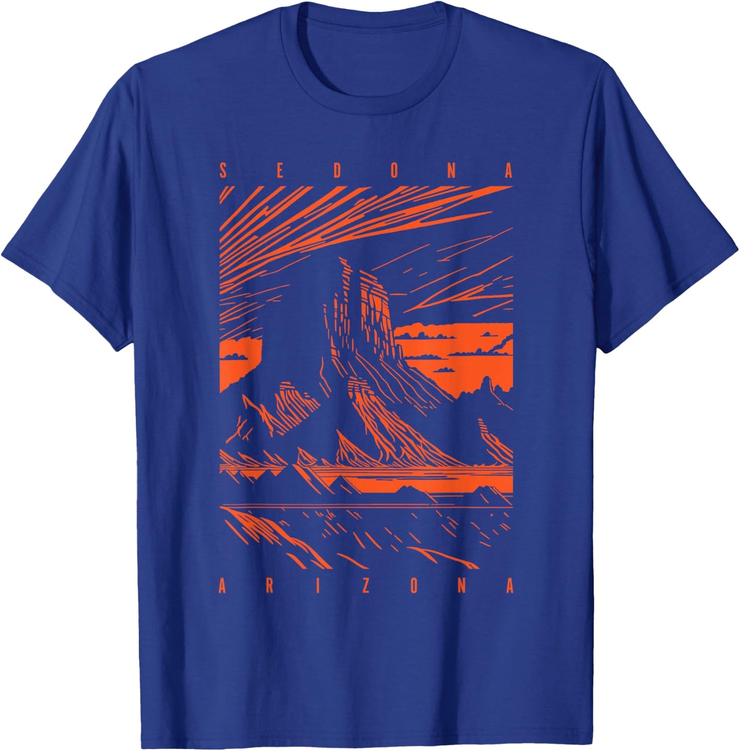 Sedona Arizona Retro Sunset Scenic Red Rocks Butte Design T-Shirt - T-Shirt | Royal