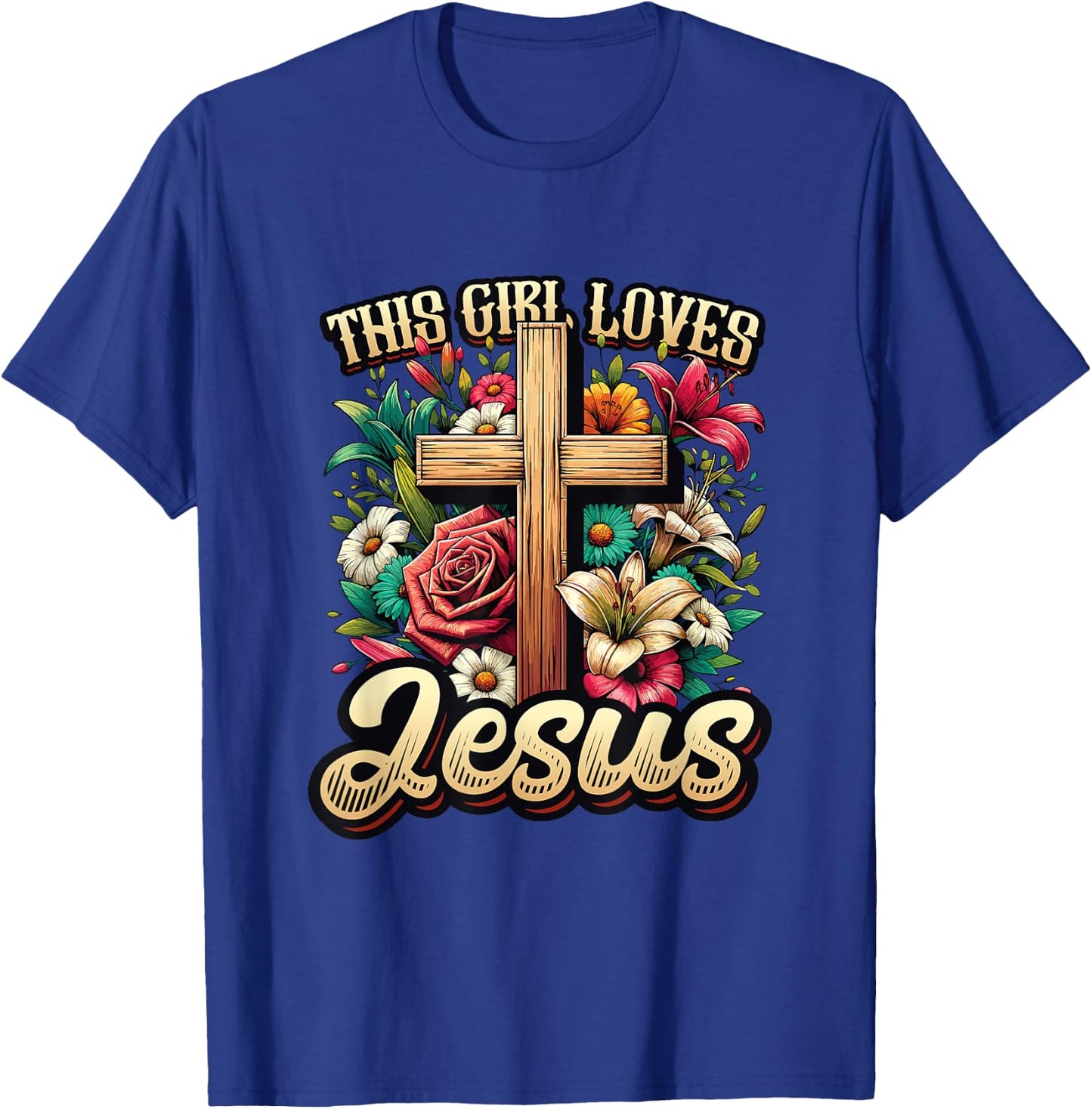 This Girl Loves Jesus Cute Christian Girl Jesus T-Shirt - T-Shirt | Royal