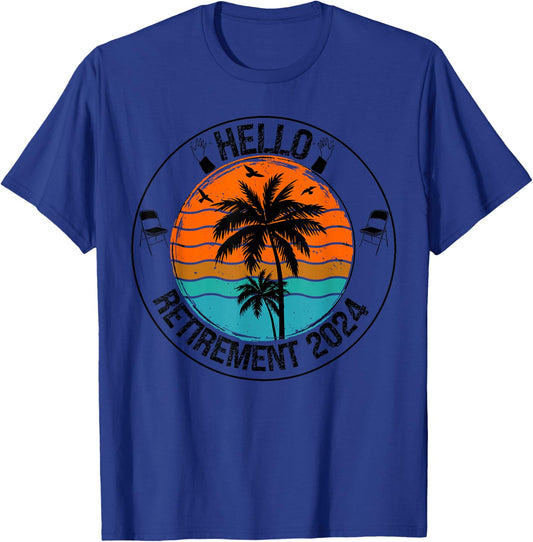 Hello Retirement 2024 Retired Squad Party Coworker Men Women T-Shirt - T-Shirt | Royal