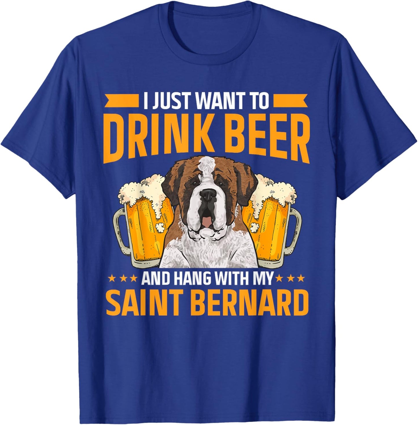 Saint Bernard Dog Drinking Beer St. Bernard Men Women T-Shirt - T-Shirt | Royal