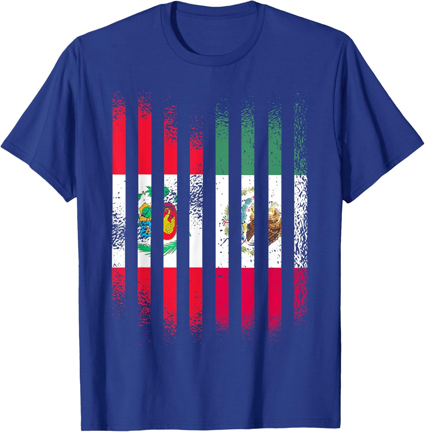 Peru Flag Mexico Grown Country Flags Stripes T-Shirt - T-Shirt | Royal