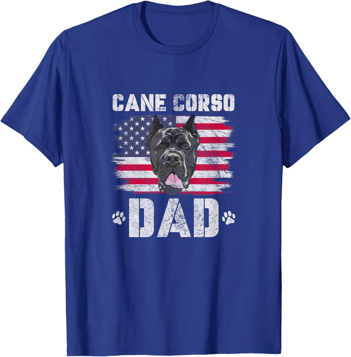 Cane Corso Dad USA American Flag 4th of July Distressed T-Shirt - T-Shirt | Royal