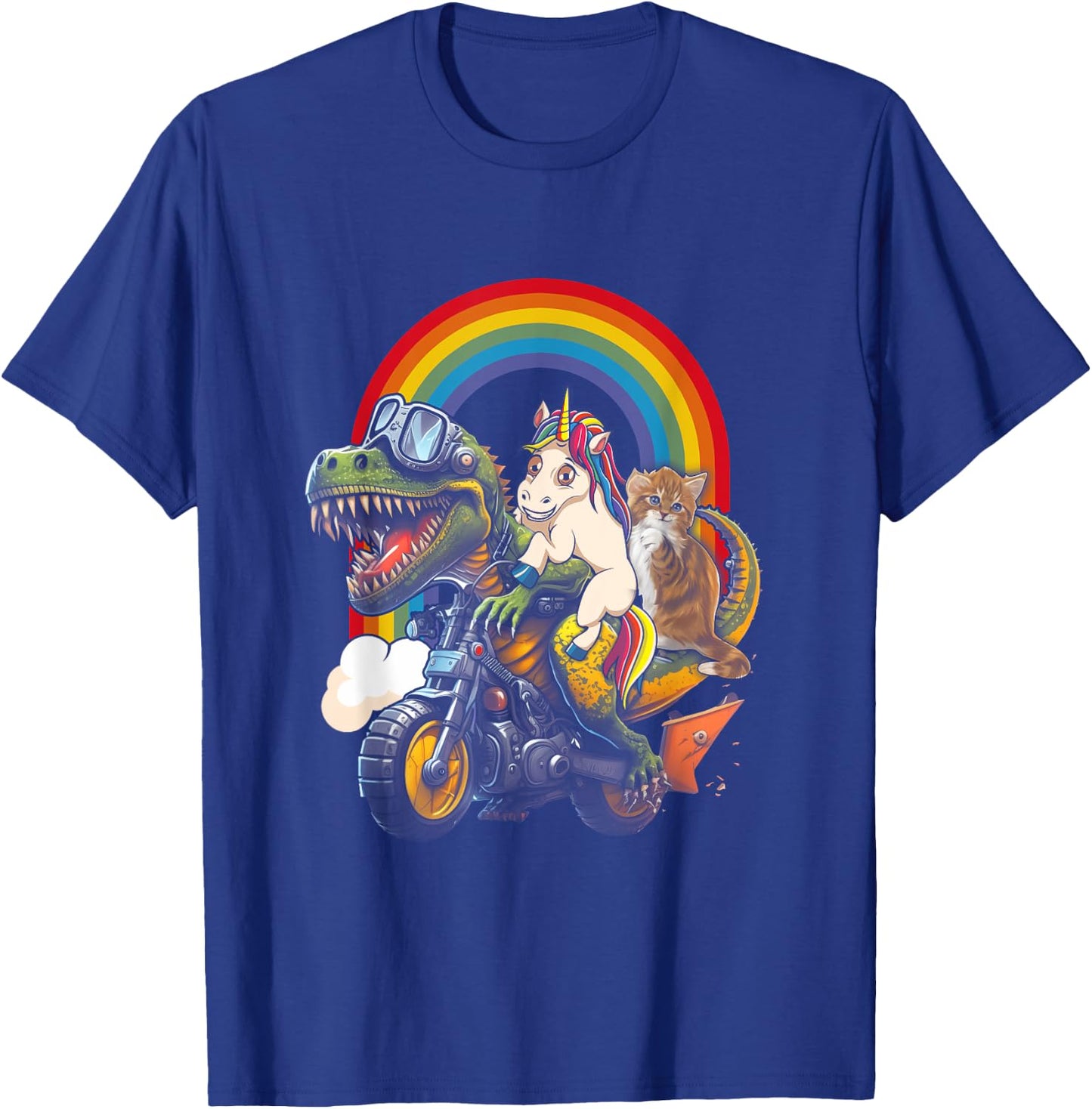 Rainbow Cat Unicorn Dinosaur T Rex Kitten Lover Space Galaxy T-Shirt - T-Shirt | Royal