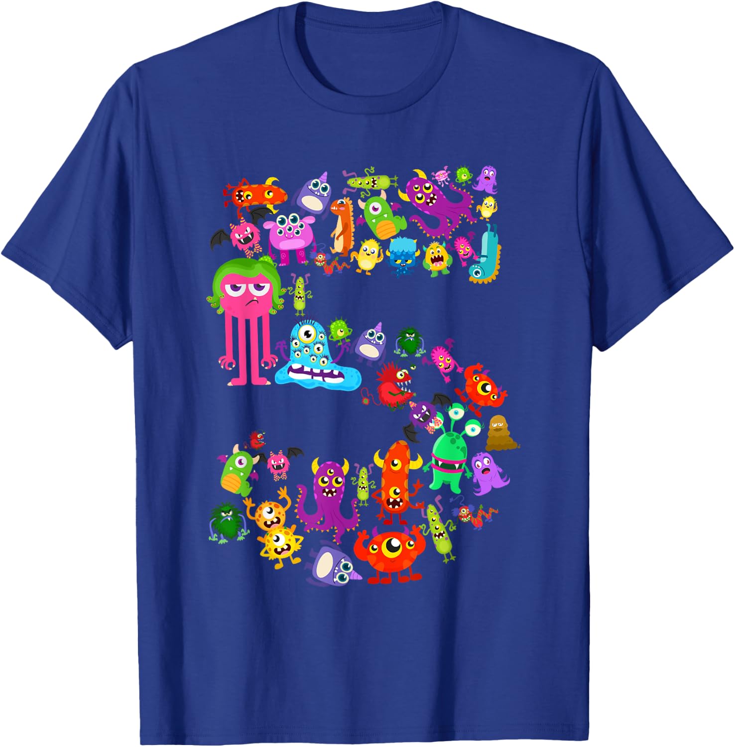 Little Monster 5 Five Year Old Kid 5th Birthday Party Aliens T-Shirt - T-Shirt | Royal