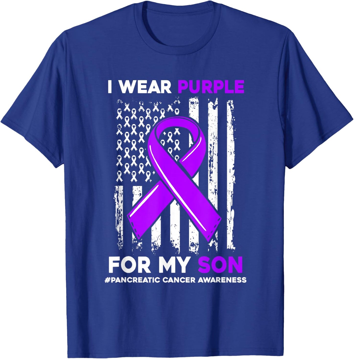 I Wear Purple For My Son Pancreatic Cancer Awareness T-Shirt - T-Shirt | Royal