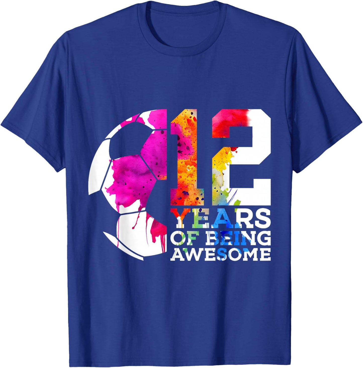12 Years of Being Awesome Football 12th Birthday T-Shirt - T-Shirt | Royal