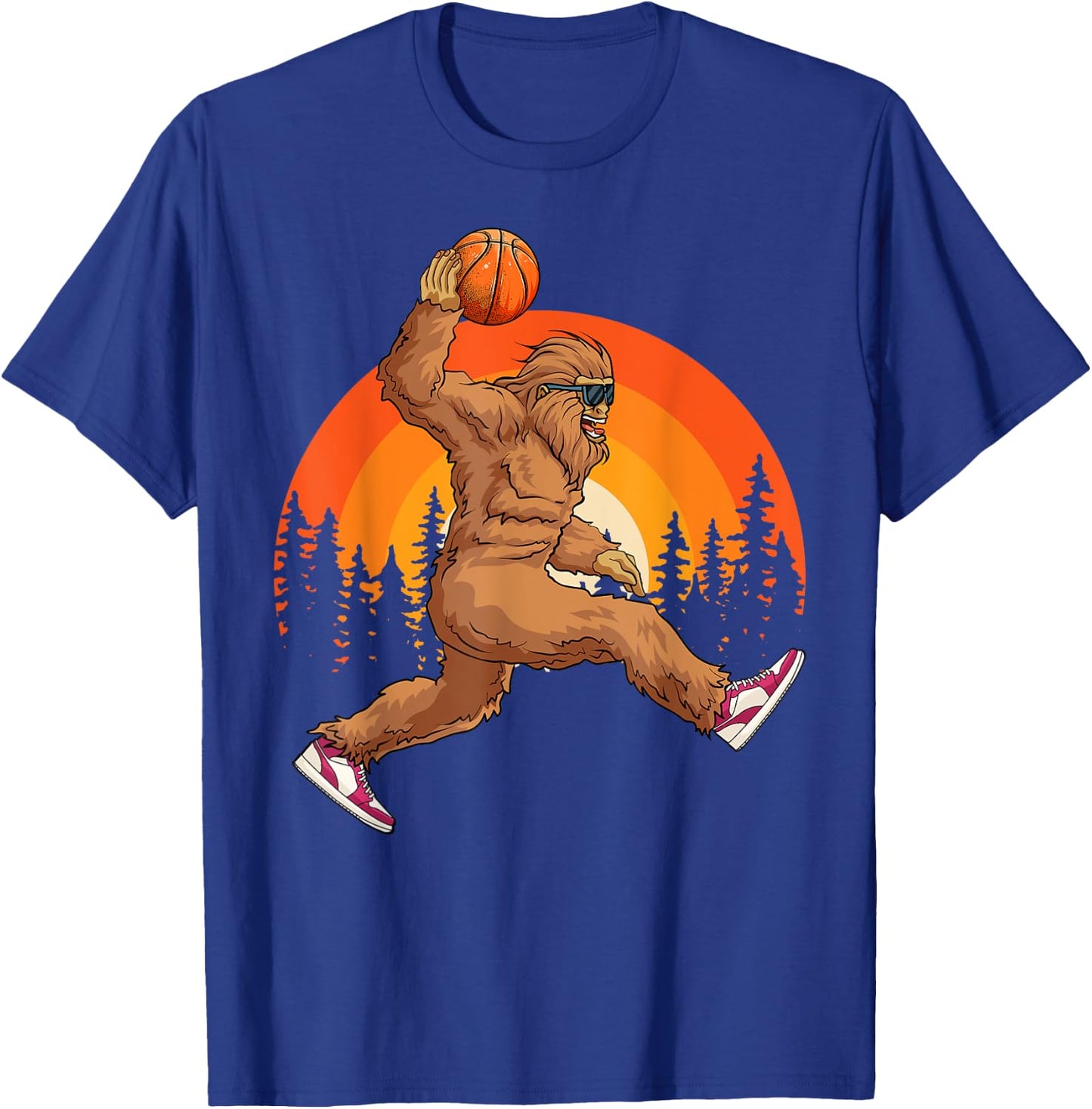 Bigfoot Basketball Vintage Retro Baller Sasquatch Big Foot T-Shirt - T-Shirt | Royal