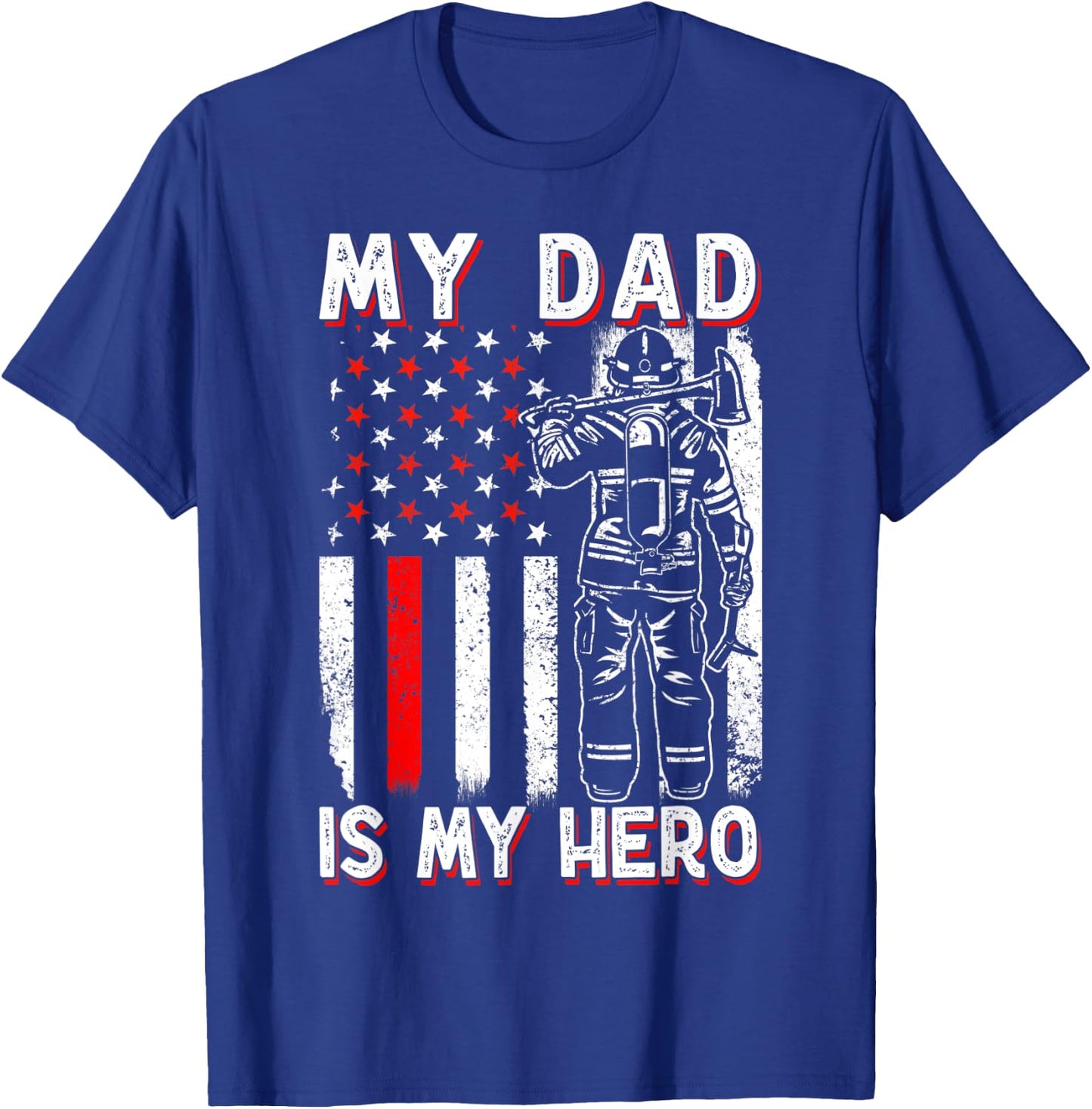 Firefighters My Daddy Is My Hero Firefighter Rescue Service T-Shirt - T-Shirt | Royal