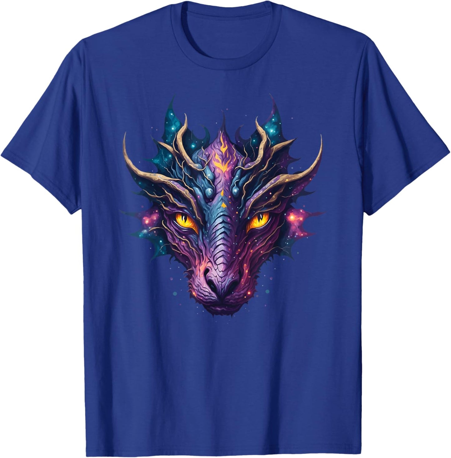Galaxy Dragon Face Portrait Mythical Creature Graphic T-Shirt - T-Shirt | Royal
