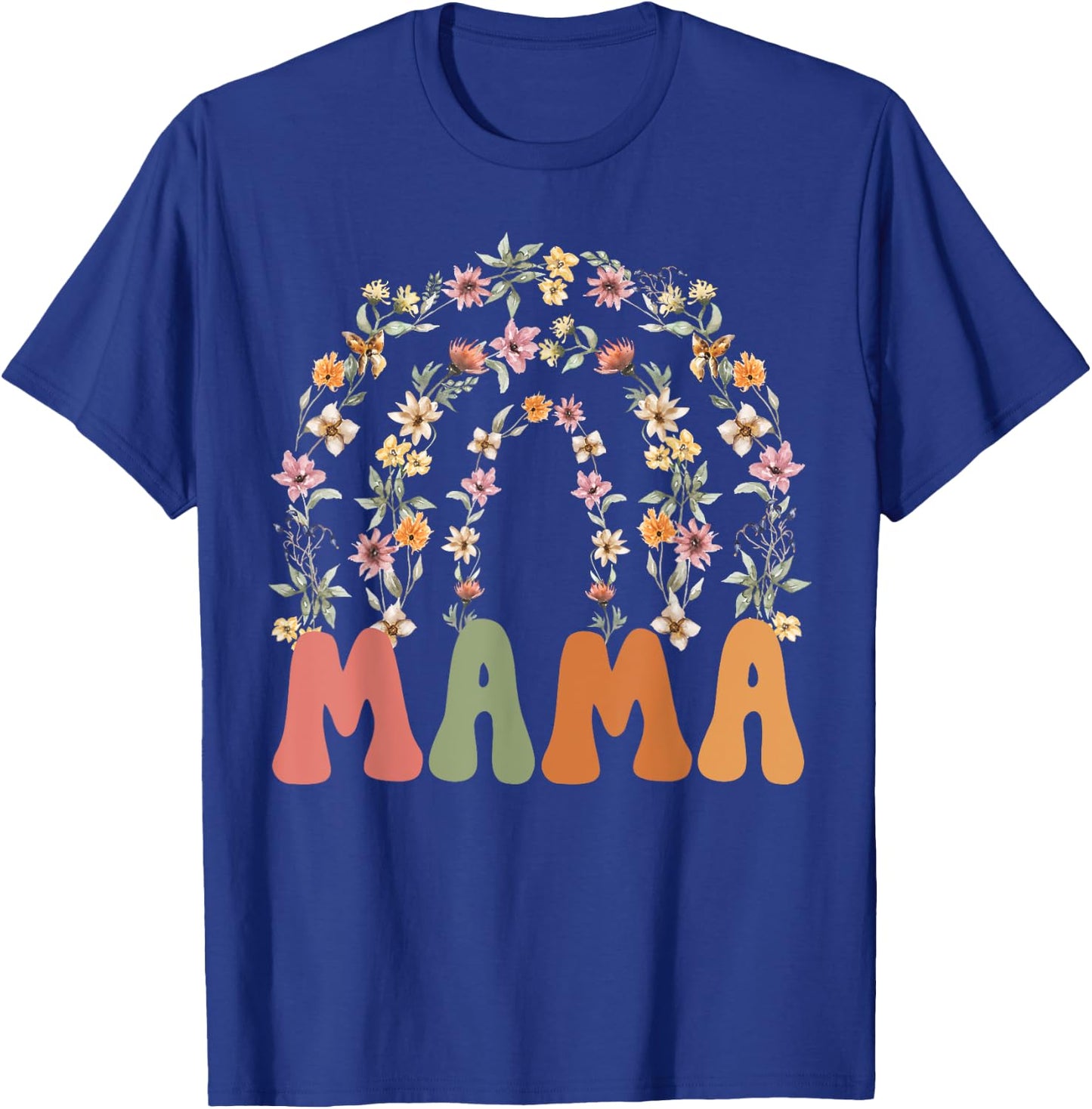 Retro Wildflower Mother's Day Floral Rainbow Mama T-Shirt - T-Shirt | Royal