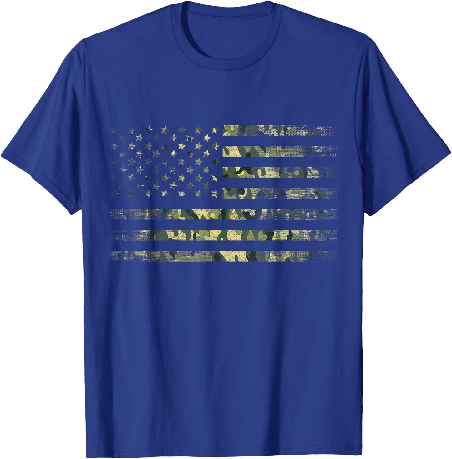 American USA Flag Green Camouflage T-Shirt - T-Shirt | Royal