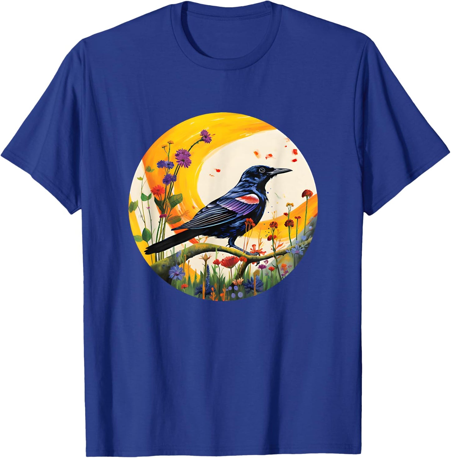Backyard Birder Watching Watchers Birding Redwing Blackbird T-Shirt - T-Shirt | Royal