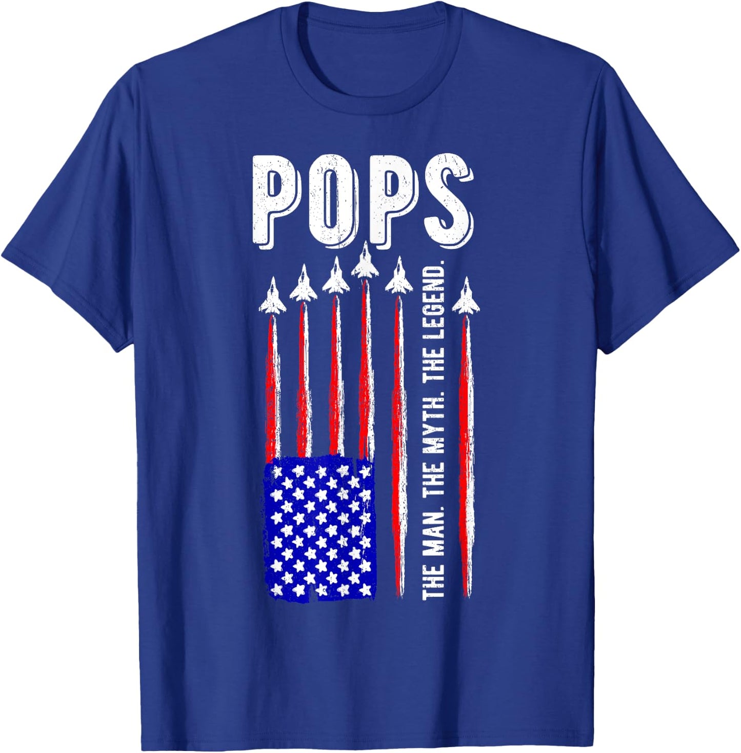 USA American Flag Pops Man Myth Legend Daddy Father T-Shirt - T-Shirt | Royal