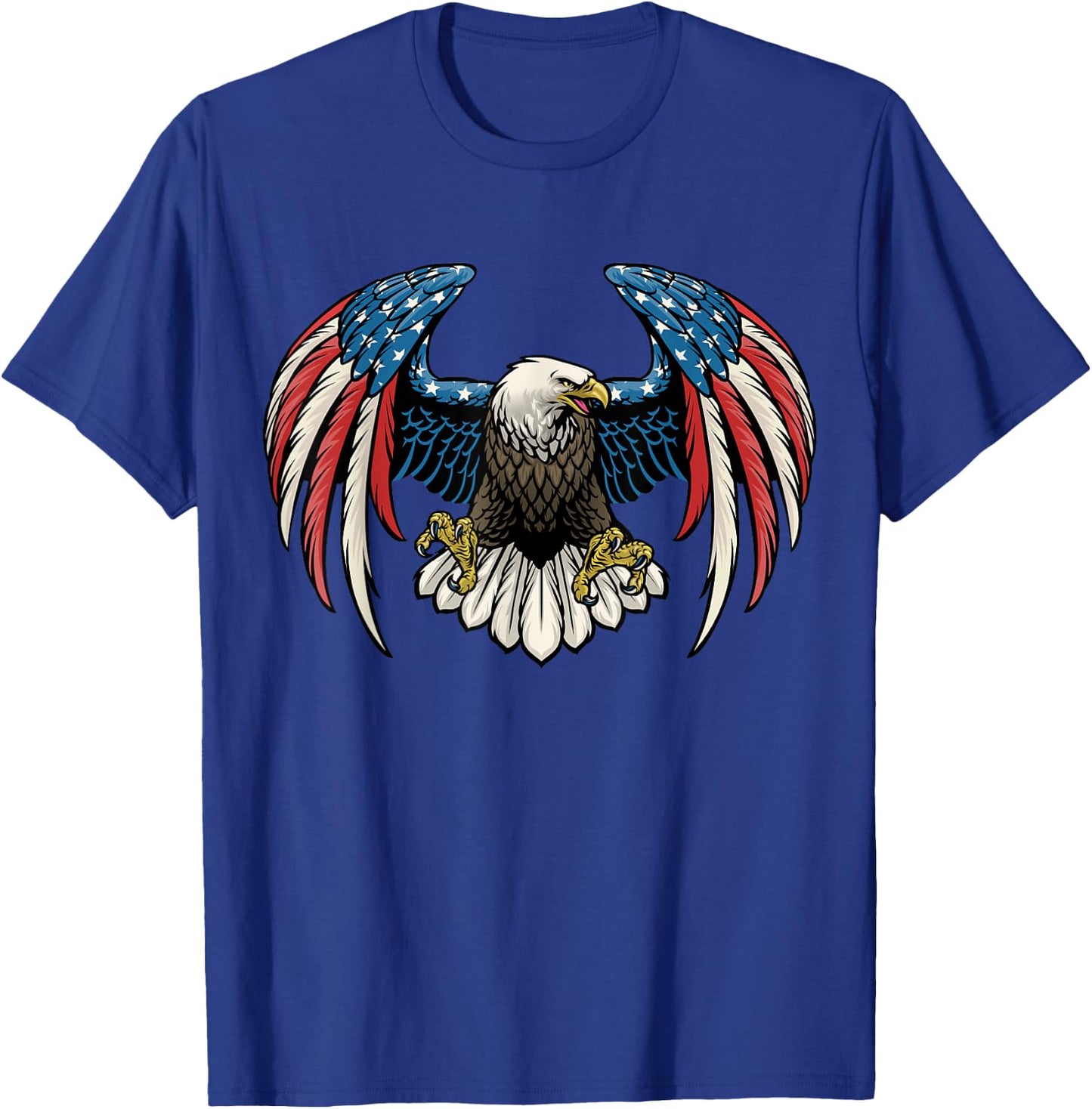 Bald Eagle With American Flag T-Shirt - T-Shirt | Royal