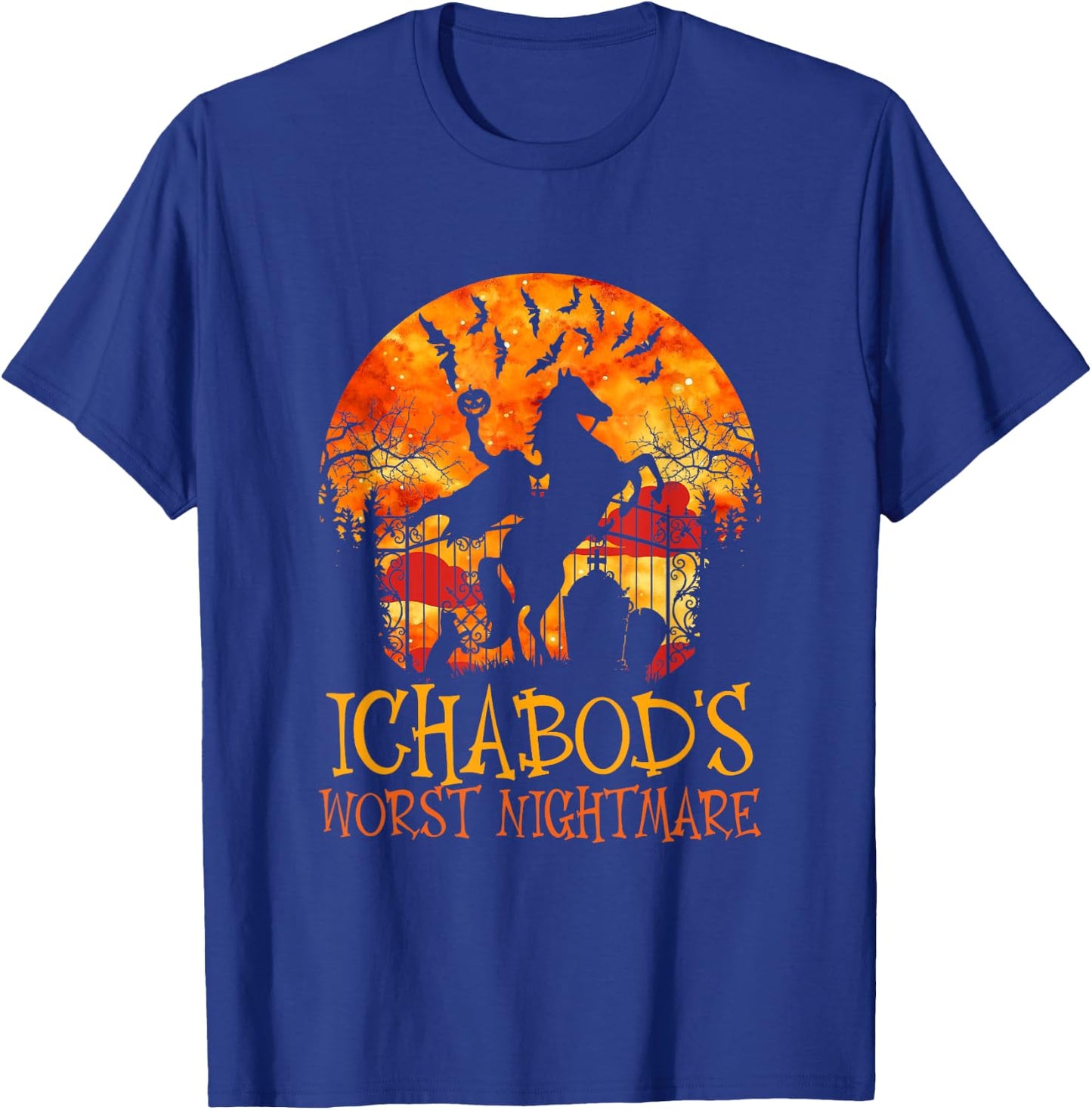 Ichabod's Worst Nightmare, Headless Horseman Halloween T-Shirt - T-Shirt | Royal
