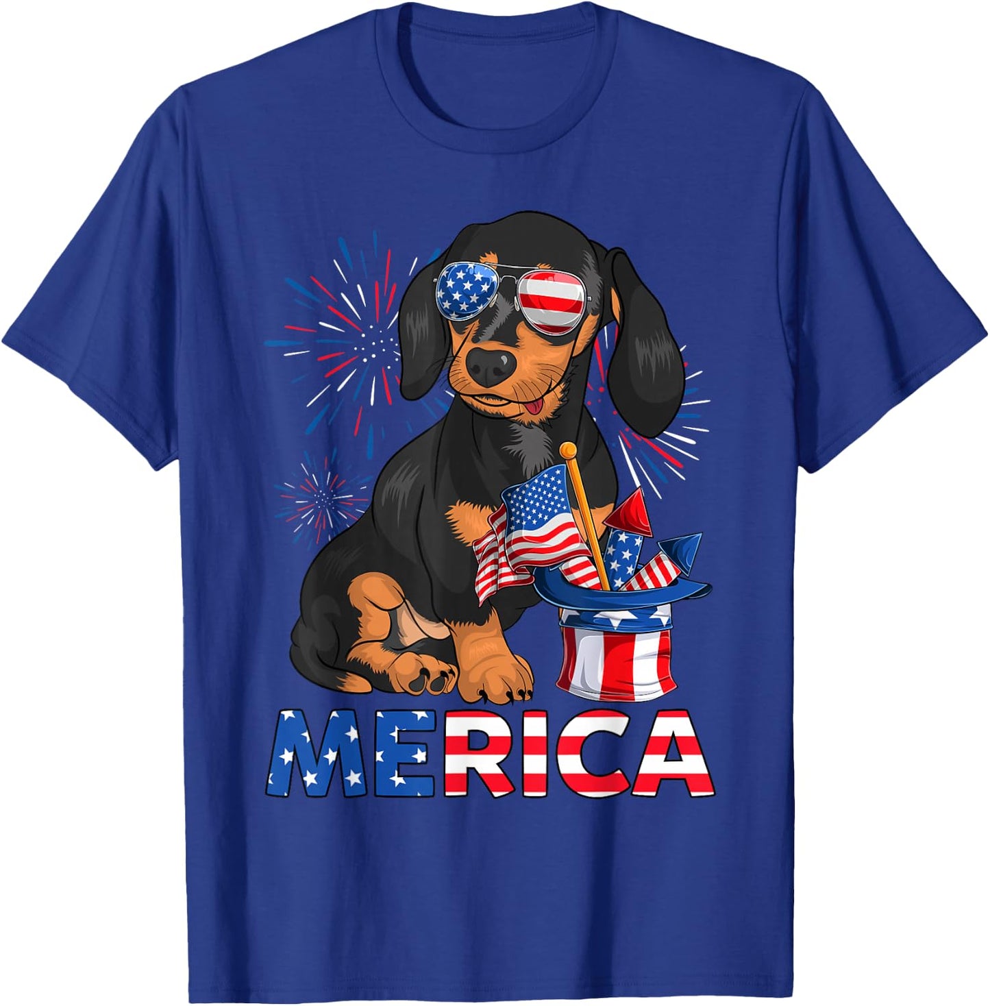 Patriotic Dachshund American Flag Doxie Lover 4th of July T-Shirt - T-Shirt | Royal