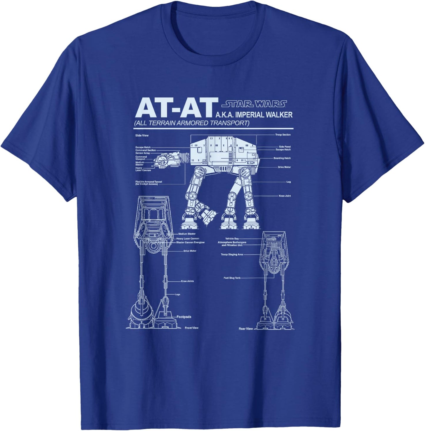 Star Wars AT-AT Imperial Walker Schematics Poster T-Shirt - T-Shirt | Royal