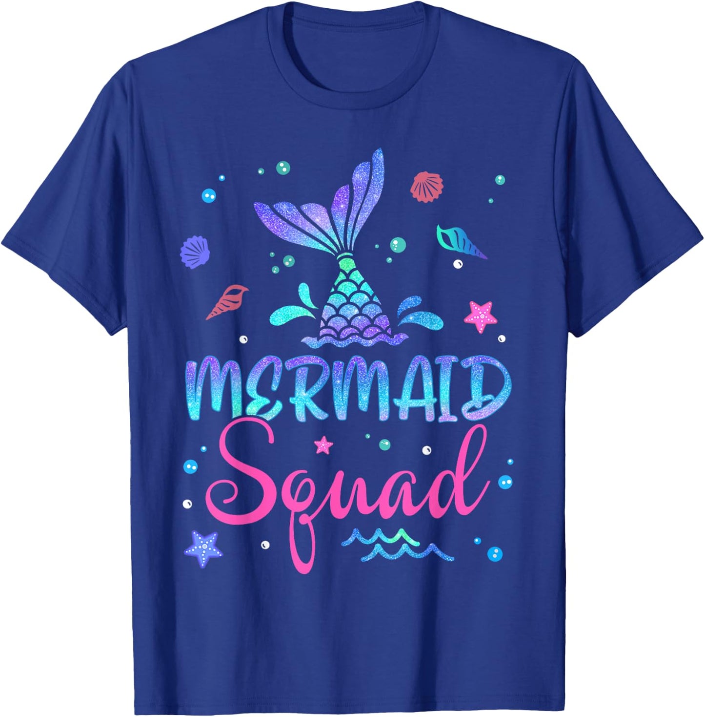 Mermaid Squad Birthday Mermaid Tail Family Matching Beach Women Girls Kids T-Shirt - T-Shirt | Royal