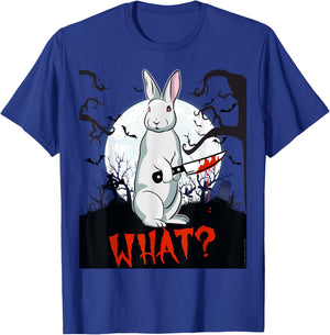Halloween Killer Rabbit with Knife WHAT? - Adult Halloween T-Shirt - T-Shirt | Royal