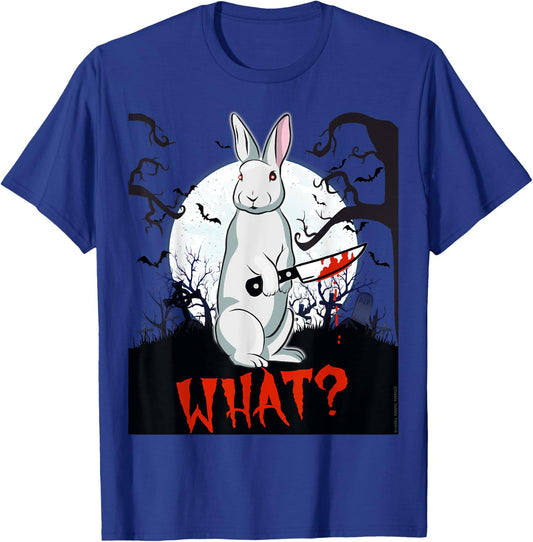Halloween Killer Rabbit with Knife WHAT? - Adult Halloween T-Shirt - T-Shirt | Royal