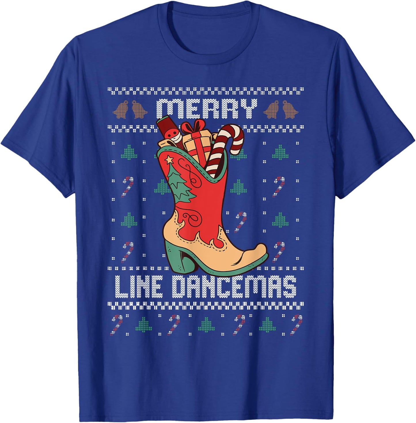 Country Music Girl Line Dance Ugly Christmas Sweater T-Shirt - T-Shirt | Royal