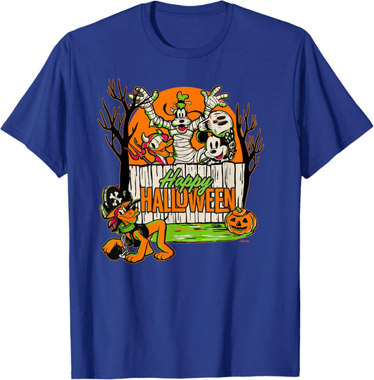 Disney 100 Mickey Donald Goofy & Pluto Happy Halloween D100 T-Shirt - T-Shirt | Royal